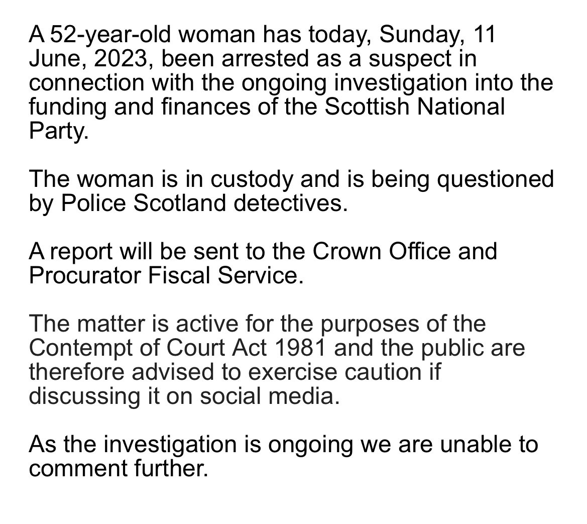 BREAKING NEWS: Former First Minister Nicola Sturgeon has been arrested by police investigating SNP finances. <a href="/SkyNews/">Sky News</a>