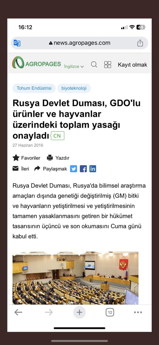 Rusya GDO’lu ürün kullanımını 2016’da yasakladı.