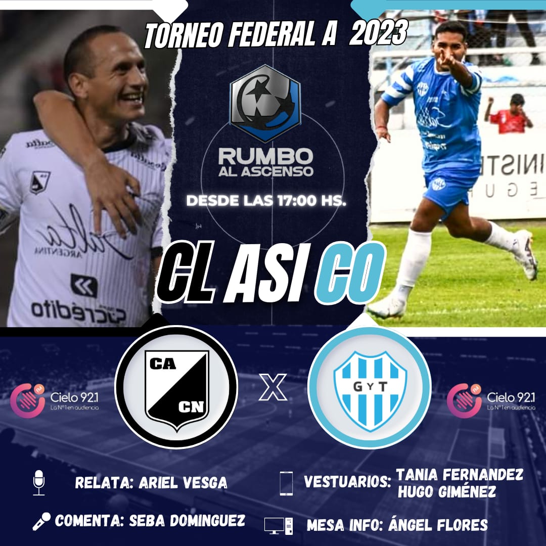 ⚽ #ElShowDelFútbol
⭐ @rumboascenso921
📻 @cielo921
💻 cielo921.com.ar
🏆 #FederalA 

<a href="/SoldeAmericaFsa/">CLUB SOL DE AMERICA</a> 🆚 <a href="/CJAOficial/">Juventud Antoniana Oficial</a> 
🎙 <a href="/RodrigoRamos78/">Lobo Ramos</a> • <a href="/angelportezuelo/">Angel Flores</a> 

<a href="/CACNoficial/">Central Norte de Salta</a> 🆚 <a href="/gytoficial/">Club Gimnasia y Tiro</a> 
🎙 <a href="/arielvesga92/">Ariel Dario Vesga</a> • <a href="/DominguezSeba4/">Sebastián Domínguez</a> • <a href="/tanniaros/">Tania Fernández</a> • <a href="/GimenezHugoF/">Hugo F Giménez</a>