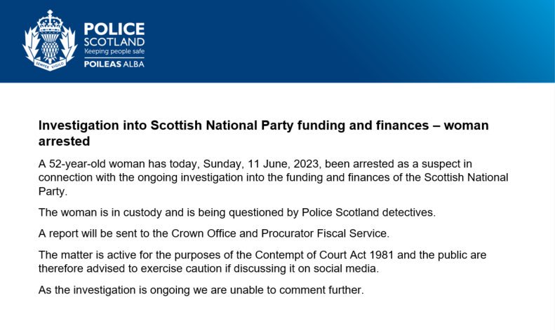 BREAKING: Nicola Sturgeon arrested.. 🔥