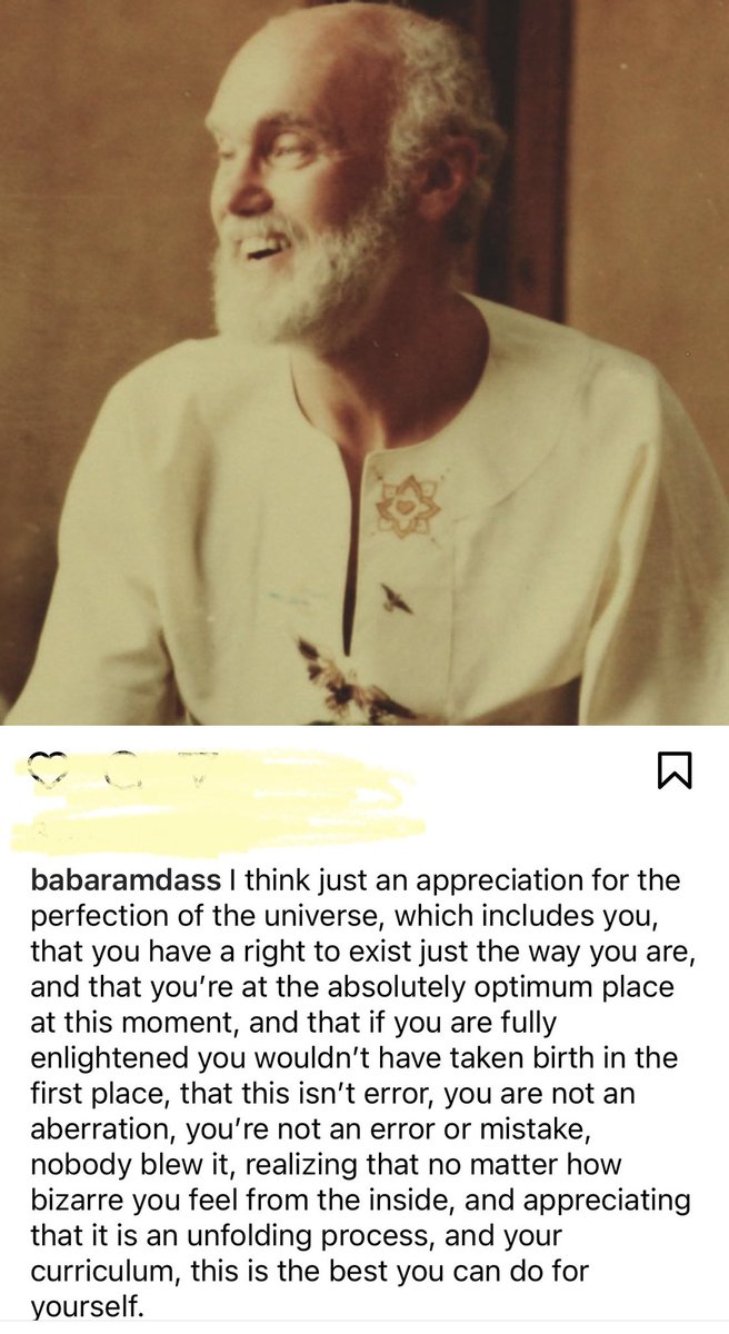 _myartjournal's tweet photo. I think just an appreciation for the perfection of the universe, which includes you, that you have a right to exist just the way you are,
#BeYourself #BabaRamdas https://t.co/xgbcEl1wwF