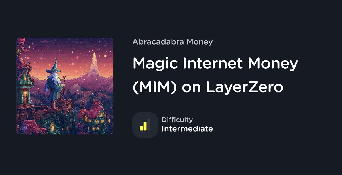 LayerZero Campaign: Day 6!

Magic Internet Money (MIM) is the first omnistable, enabled by LayerZero's OFT Standard.

Learn how to leverage cross-chain stablecoins in our newest Quest.

l3.xyz/OmnichainMIM