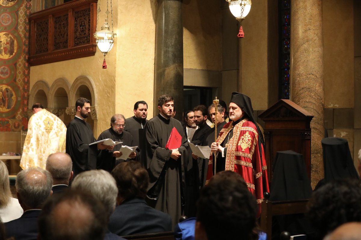 Elpidophoros's tweet photo. Today we honor the name day of His All-Holiness, our Ecumenical Patriarch, Bartholomew, and our hearts are filled with joy. Our celebration began yesterday with the Great Vespers at St. Bartholomew's Church in Manhattan. Εις πολλά έτη Δέσποτα. https://t.co/L3GB7y29e0