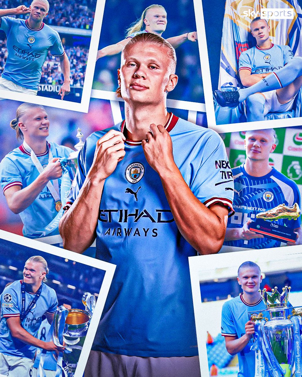 Not a bad first season at Man City for Erling Haaland 😮‍💨

🏆 Premier League winner 
🏆 Champions League winner 
🏆 FA Cup winner 
🏆 Premier League Golden Boot winner 
🏆 Champions League Top Scorer 
🏆 Premier League Player of the Season 
🏆 Premier League Young Player of the