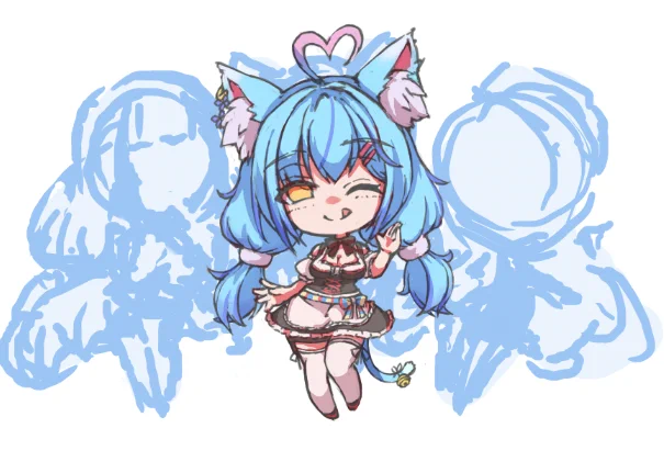 3人描くからまだ途中なんだけど、このラミィちゃんのラフめちゃ可愛いくないッスか……? あと2人意図的にここまで絞れるんだろうか……