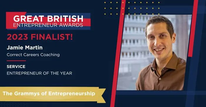 Exciting news! Our good friend Jamie Martin from <a href="/CorrectCareers/">Correct Careers Coaching - Modern Sales Coach</a> has been shortlisted as a finalist in the Great British Entrepreneur Awards 2023!

Jamie is a finalist in Service Industries Entrepreneur of the Year! Find out more about Jamie's nomination: bit.ly/3MYdCJD