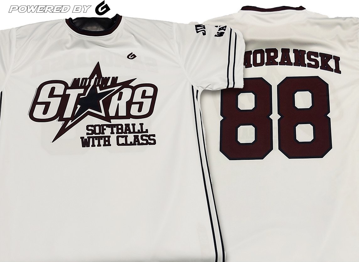 Softball with class! Motown Stars ⭐️ #PoweredByG #GameReady #CustomJerseys #LookGoodPlayGood #WinnersCircle #TeamGear #Unrivaled #WeDoThingsDifferently #WeGotGame #GameApparel #WelcomeToTheShow #TheGTakeover