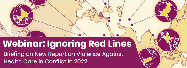 MedGlobalOrg's tweet photo. Join @SafeguardingHC for a webinar on "Ignoring Red Lines" 2022 Marks Most Violent Year Against Health Workers and Facilities in Conflicts in the Last Decade
June 13th @ 11am EDT/4 pm BST Register here:
https://t.co/HiKmkQ2FYV
#notatarget #attacksonhealth https://t.co/66jkaQcWIY