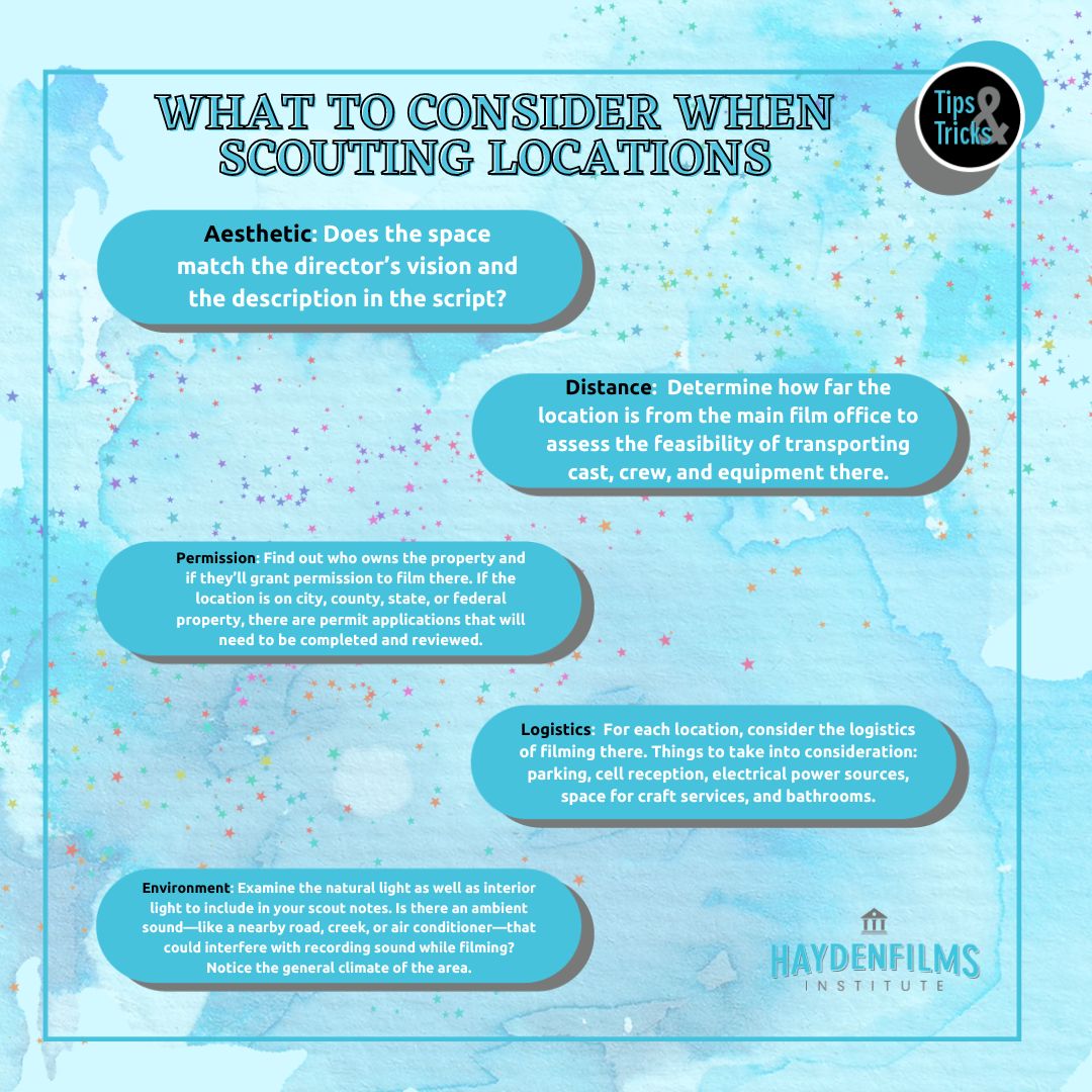 Haydenfilms's tweet photo. When looking for the perfect location for a film production, take these into consideration:
#Haydenfilms #IndieFilmmakers #Filmmakers #FilmTips #Filmmaking #ShortFilms #Storytelling #FilmDirector #FilmLocations #ScoutingLocations #OnSet #OnLocation https://t.co/Y6dfuYUuD8