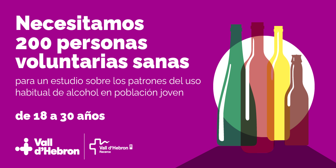 vallhebron's tweet photo. Desde #VallHebron estamos buscando 200 personas voluntarias sanas para participar en un estudio sobre los patrones de consumo habitual del #alcohol en población joven

❗️ Jóvenes de entre 18 y 30 años

Más información a https://t.co/jyvQQ3CND0 https://t.co/nH6VkmGIYV