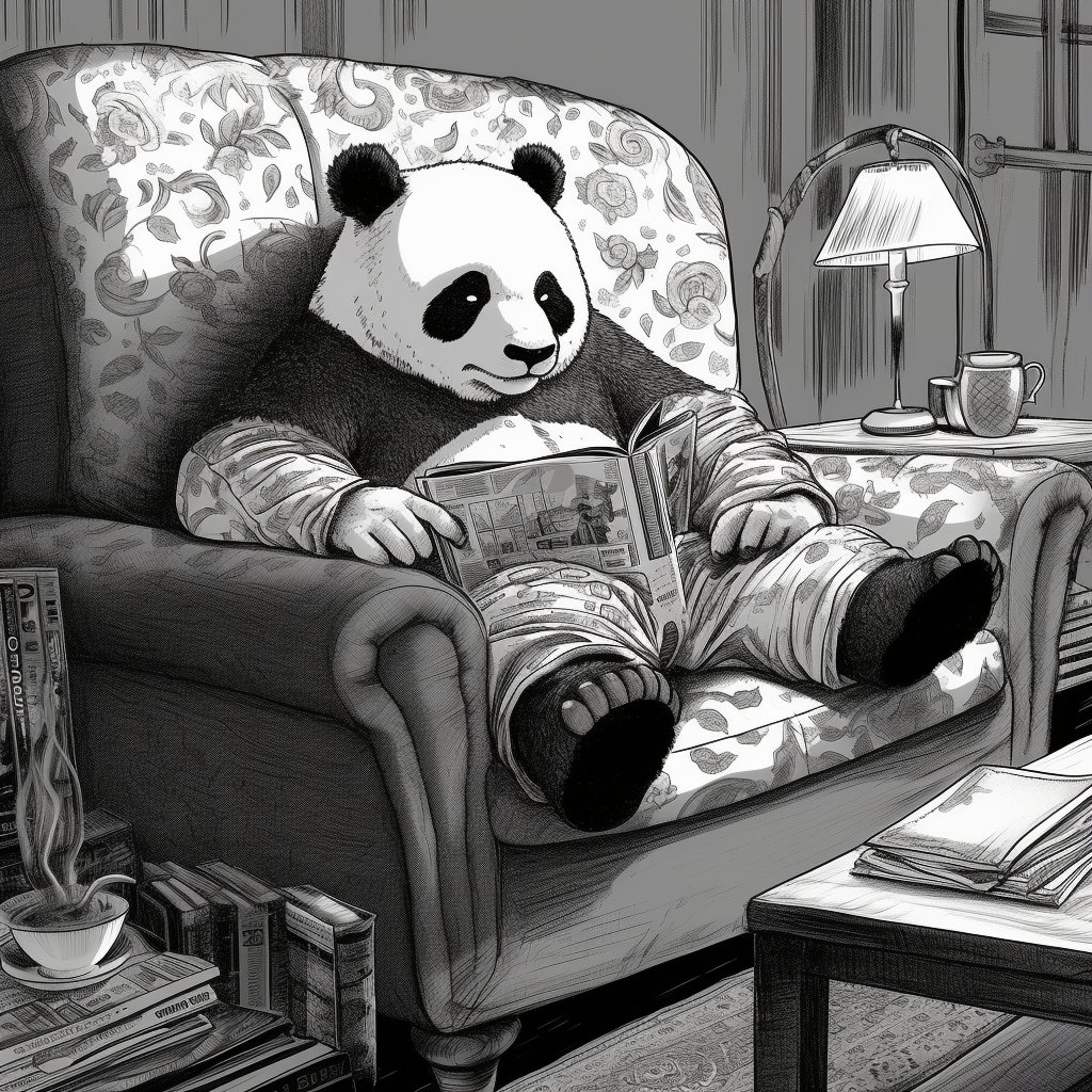 ArtonlyT's tweet photo. "Reading g is Fundamental w/ a RagingPanda " #ArtOnly #LMG #DMArt #Artist #AiArt #BlackBroundTable https://t.co/WZb3wUEm0h