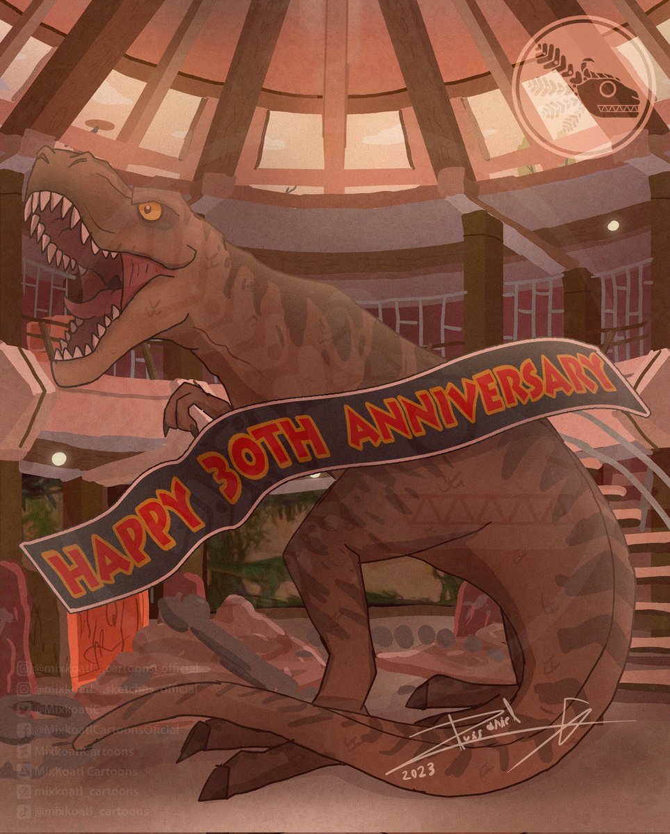 🦖🧬 Happy 30th Anniversary  #JurassicPark!!! 🧬🦕
 •
#JurassicPark30 #jurassicpark30thanniversary #jp30 #dinosaurs #trex #rexy #tyrannosaurus #stevenspielberg #amblinentertainment #amblin #jurassicworld #dinosaur #dinodna #digitalart #fanart #islanublar #lifefindsaway