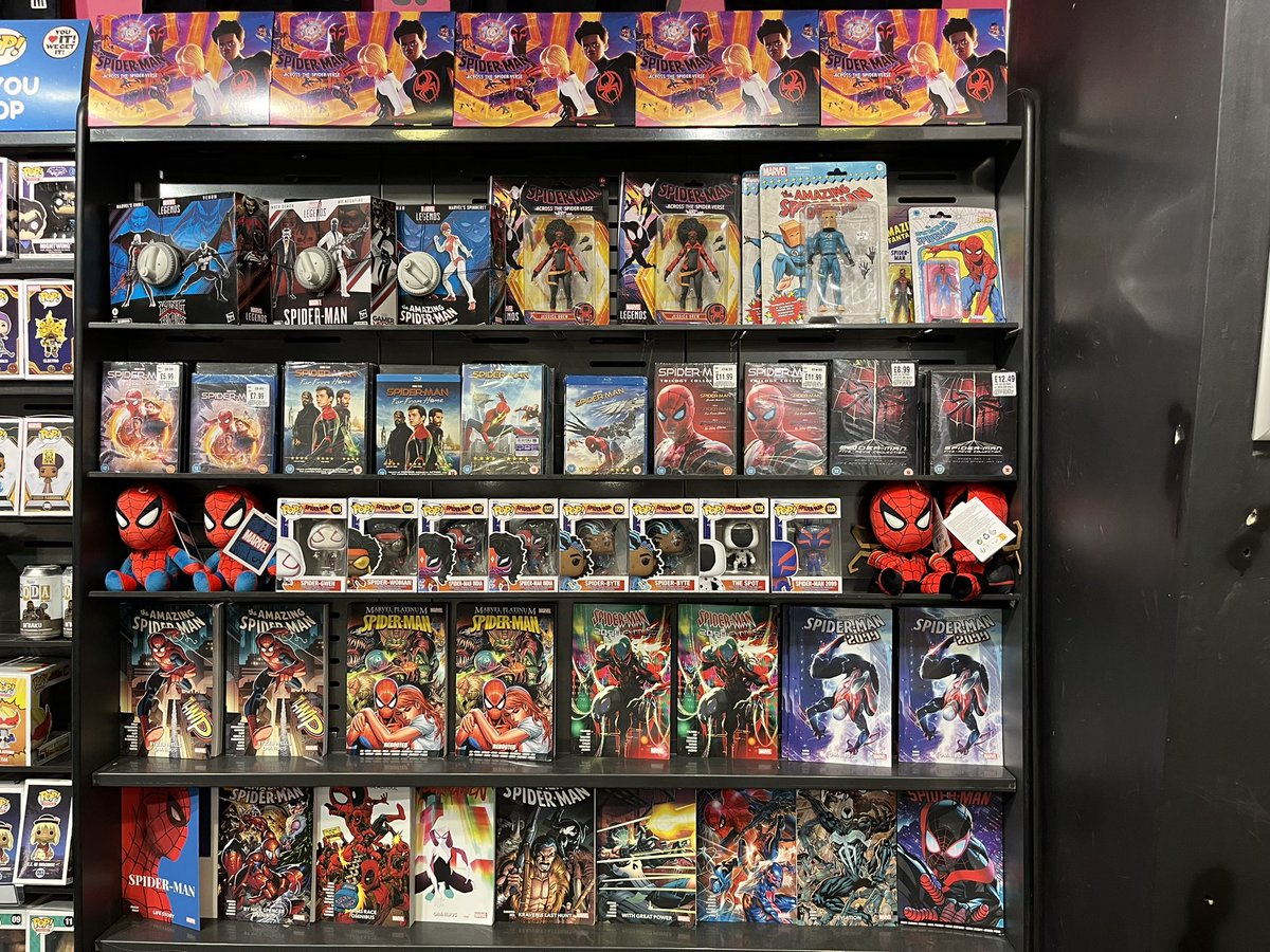 Across the Spiderverse is out in full swing at the cinema and we have a wide collection of spider goodies ranging from graphic novels to figures and plushies #hmvforthefans #AcrossTheSpiderVerse