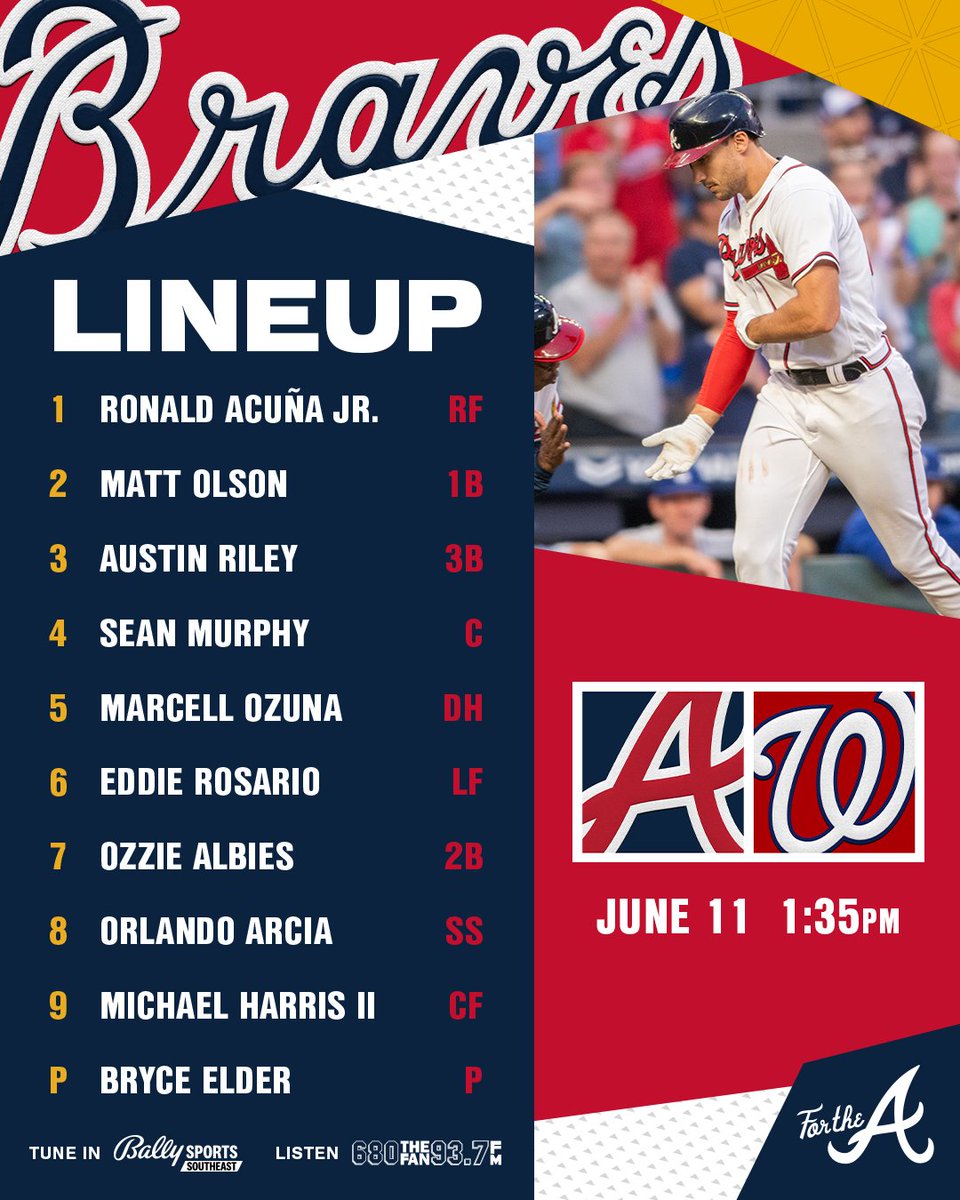 Braves's tweet photo. Sunday starters!

#ForTheA https://t.co/fD8m9J7gGV