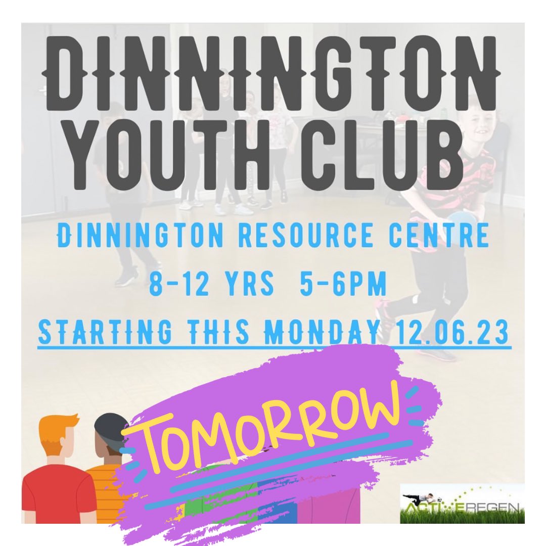 DINNINGTON YOUTH CLUB🙌

Delighted to announce we have a BRAND NEW youth club starting TOMORROW in Dinnington.

All information on the poster🙌

#youthclubs #dinningtonyouthclub #activities #activitiesforkids #mondayyouthclub #dinningtontown