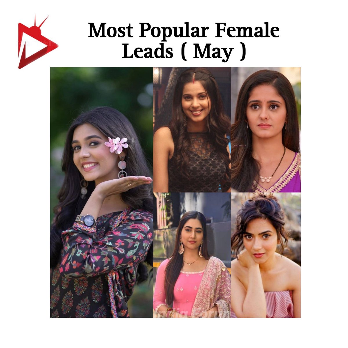 #TellyOfficial Most Popular Female Leads ( MAY ) 

1- Akshara #yrkkh 
2- Raavi #PandyaStore 
3- Priya #BadeAcheLagteHain3 
4- Sai #GhumHaiKisikeyPyaarMeiin 
5- Katha #KathaAnkahee 

#AyeshaSingh #DishaParmar #PranaliRathod #AditiDevSharma #AliceKaushik