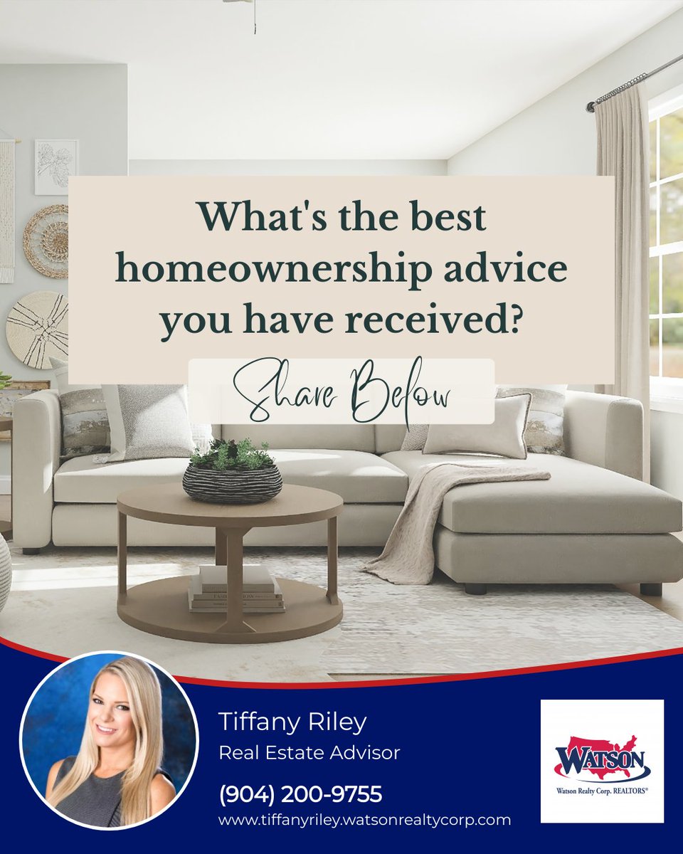 TiffanySelby07's tweet photo. Buying a home comes with a mixed array of emotions. What's the best advice you've ever received?
#watsonrealtycorp #homesbytiffany #jacksonville #florida #realestate #realestateadvisor #listingagent #buyersagent #investment https://t.co/HGM8UfcEN2