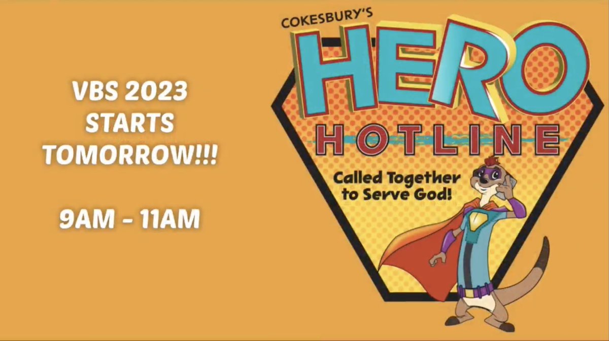 FELC VBS starts tomorrow at 9am. See you there for the "Hero Hotline" Kick off! ☎️