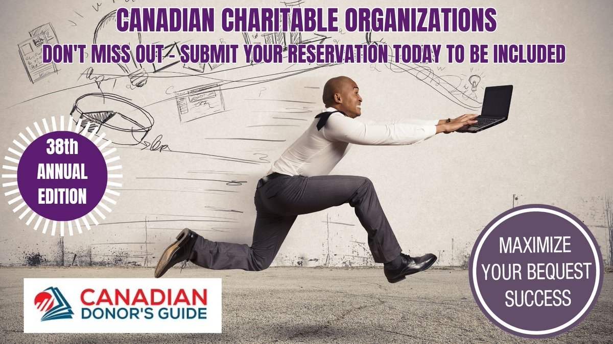 Represent an Canadian #charitable organization?  Make sure it is listed in Guide to Fundraising Organizations in Canada. Deadline is approaching, so contact us soon. We have options for every budget - including a free listing.
#legacygiving #plannedgiving #wills #estateplanning