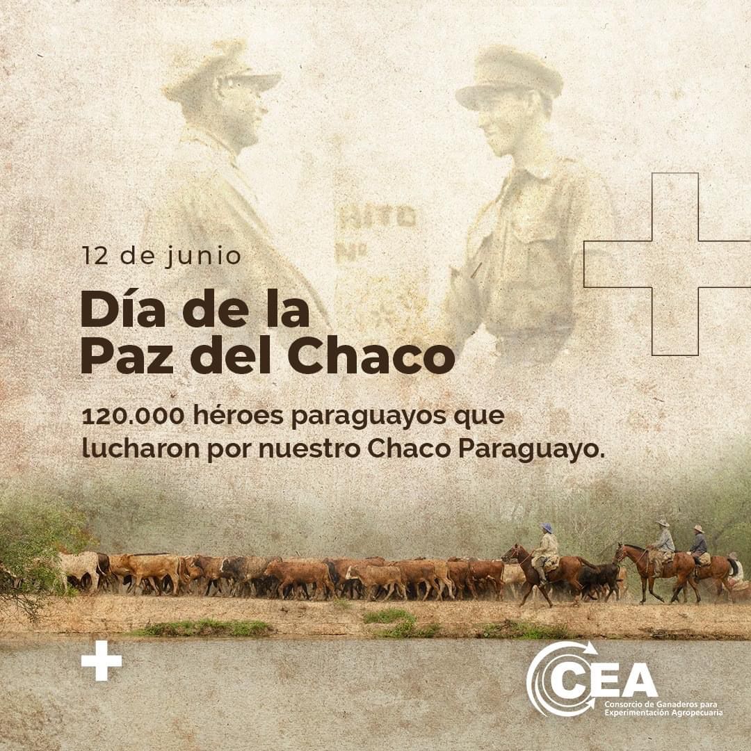 Sin esta tierra, nuestra ganadería sería limitada 🐂🇵🇾

💪 Recordamos a más de 120.000 héroes paraguayos que defendieron y lucharon por un Chaco Paraguayo que hoy en día alimenta el país. 

Día de la Paz del Chaco 🇵🇾

#SomosCEA #SomosGanaderia
