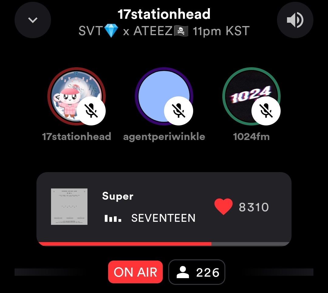 17stationhead's tweet photo. SUPER x WONDERLAND
Party with us and @atz1024fm now on @STATIONHEAD!
We're at our first station:
🥳 https://t.co/A1em8nAPS8
SUPER COLLABORATION IN WONDERLAND
#SEVENTEEZ
@pledis_17 @ATEEZofficial https://t.co/r1dSLuyb8V