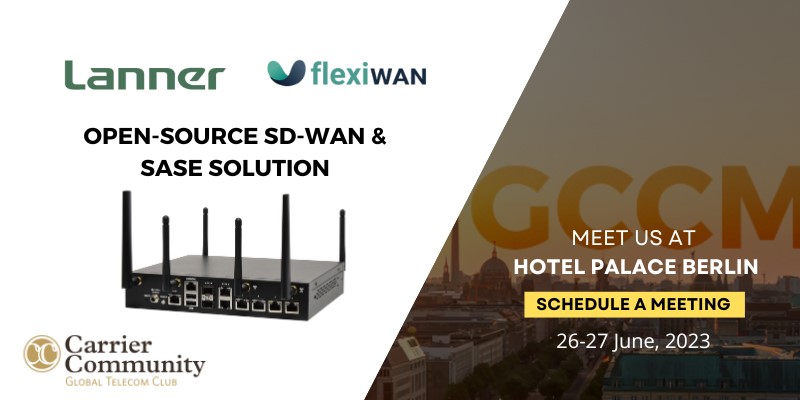 We are partnering with @Lanner to Showcase the new SD-WAN & SASE solution at the 10th Annual EUROPE Carrier Community Meetings @CC_GCCM. Meet us in Berlin at 27-28 June 2023. lannerinc.com/news-and-event… #SDWAN #SASE #opensource