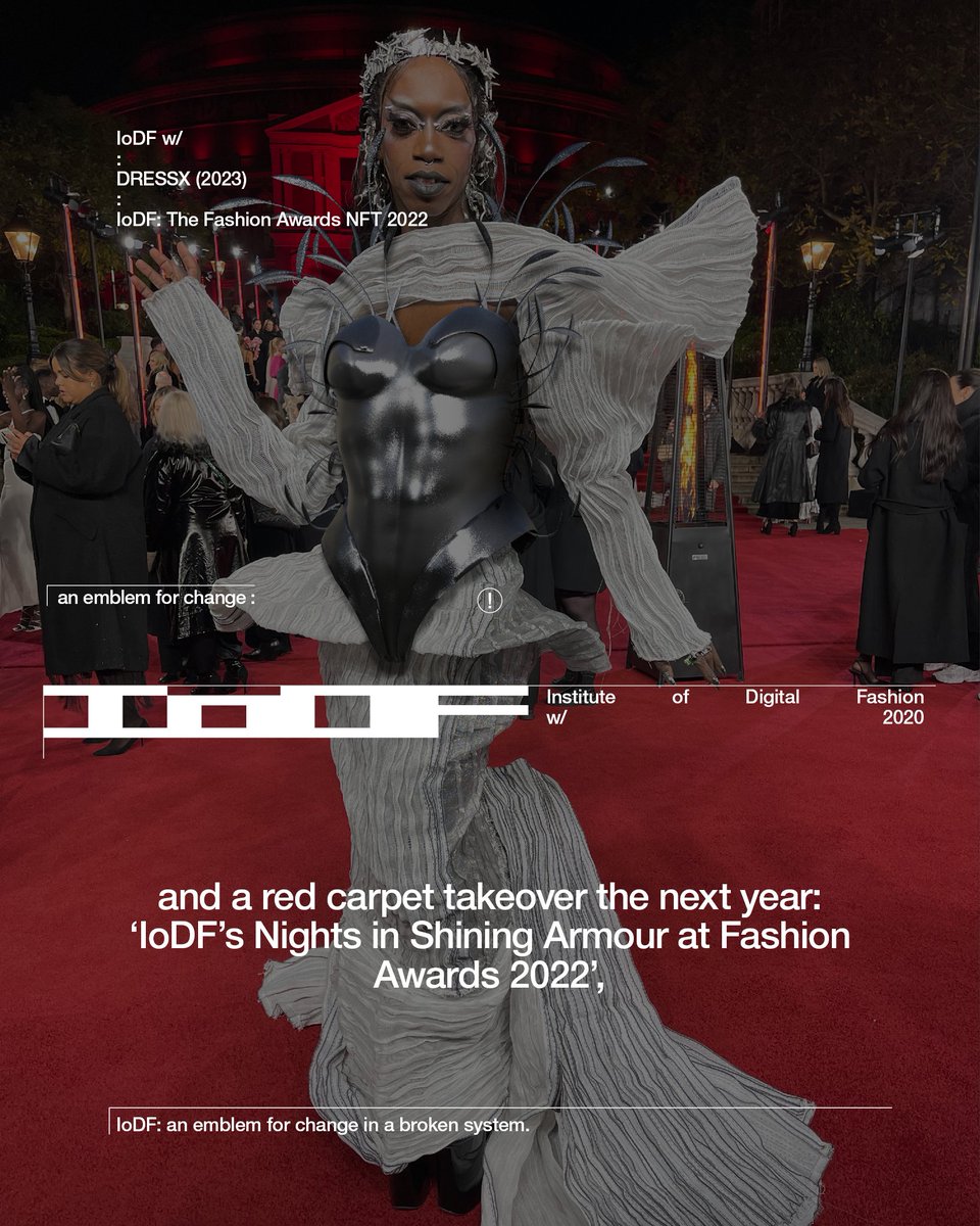 _IoDF's tweet photo. HAVE YOU GOTTEN YOUR IoDF FASHION AWARDS 22 NFT YET ON @DRESSXCOM ?
We want to see you dressed in this! Get the NFT, wear it in @decentraland, get dressed in a MetaLook, and share your images!!
#NFTcommunity #digitalfashion #web3 #instituteofdigitalfashion #IoDF #DRESSX https://t.co/9LpnRRIf6s