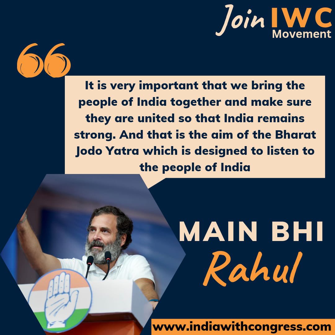 PriaINC's tweet image. Join our ranks! Be part of a movement that believes in a better, fairer, and hate-free society.

Join IWC Movement
indiawithcongress.com

#MainBhiRahul
#IndiaWithCongress