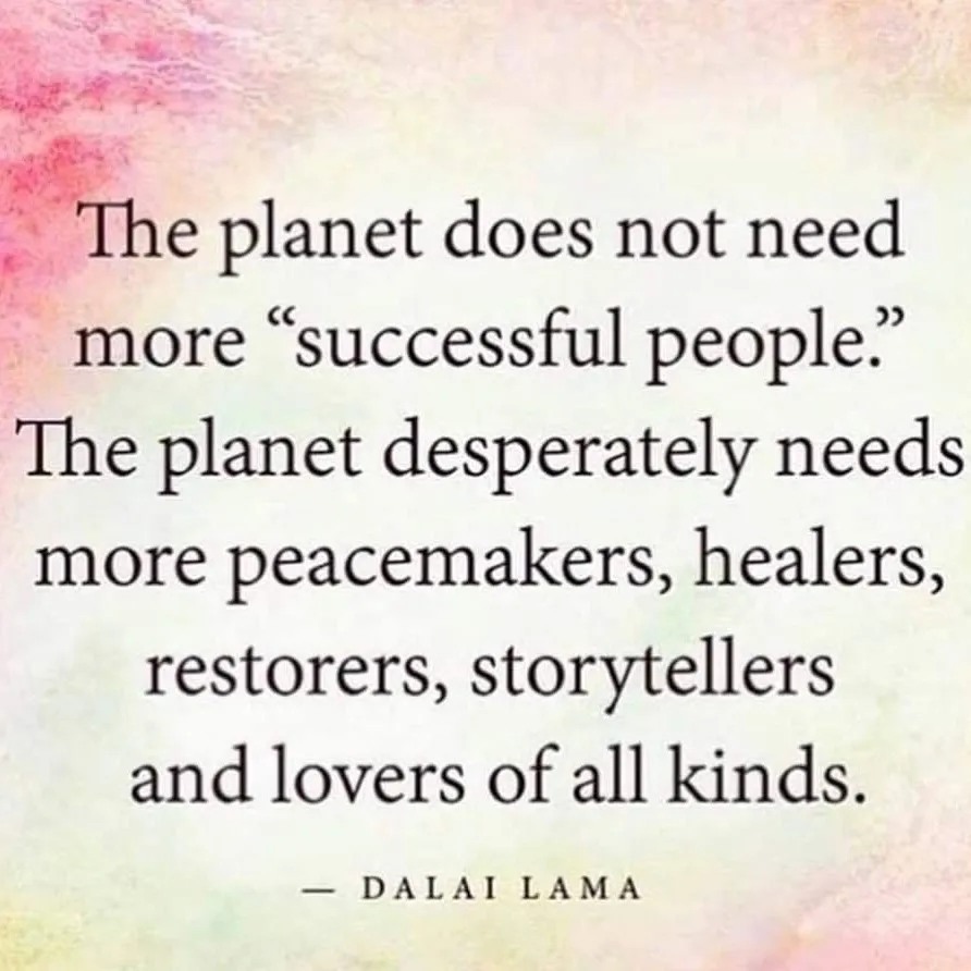 We need to reframe our thinking of what it means to be successful. 

Our ancient drive to amass the most wealth and resources and have the most power over the most other people "below" us needs to be restructured. Success could be defined so differently.