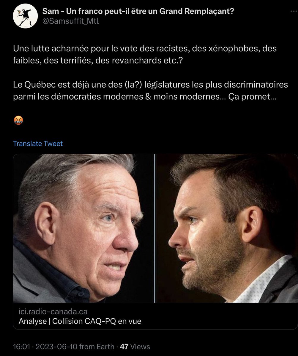 C'est populaire faire la politique de racisme au Quebec!!
#polqc #ledevoir #lapresseplus