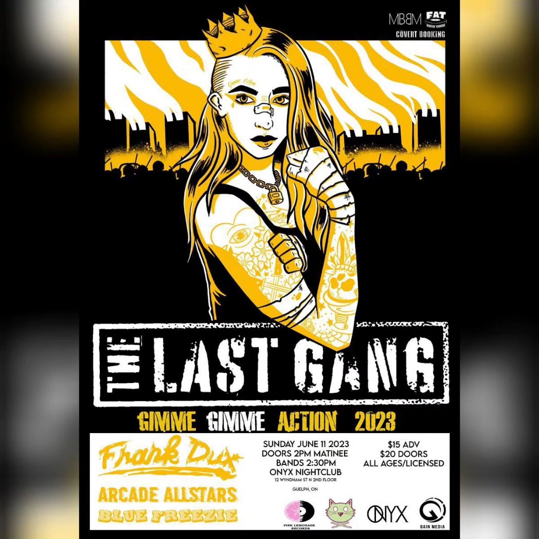 thelastgangband's tweet photo. Matinee show today with @frankduxpunk @arcadeallstars and @bluefreeziemusic ! Doors at 2 and bands start at 230!
See ya there at #onyx in #Guelph!
#TheLastGang #Tour #FatWreckChords #FatWreck #MeritBasedBooking https://t.co/VTTny3wWn4