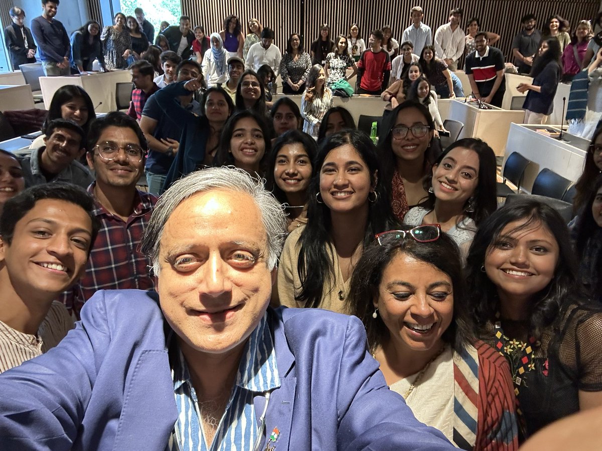ShashiTharoor's tweet photo. Terrific discussion on Dr #Ambedkar at the London School of Economics, in conversation with Prof @mukulikab. great questions from a full house of students even though the college is currently closed. @LSEnews @shauryadev https://t.co/HSiq5mbdCu