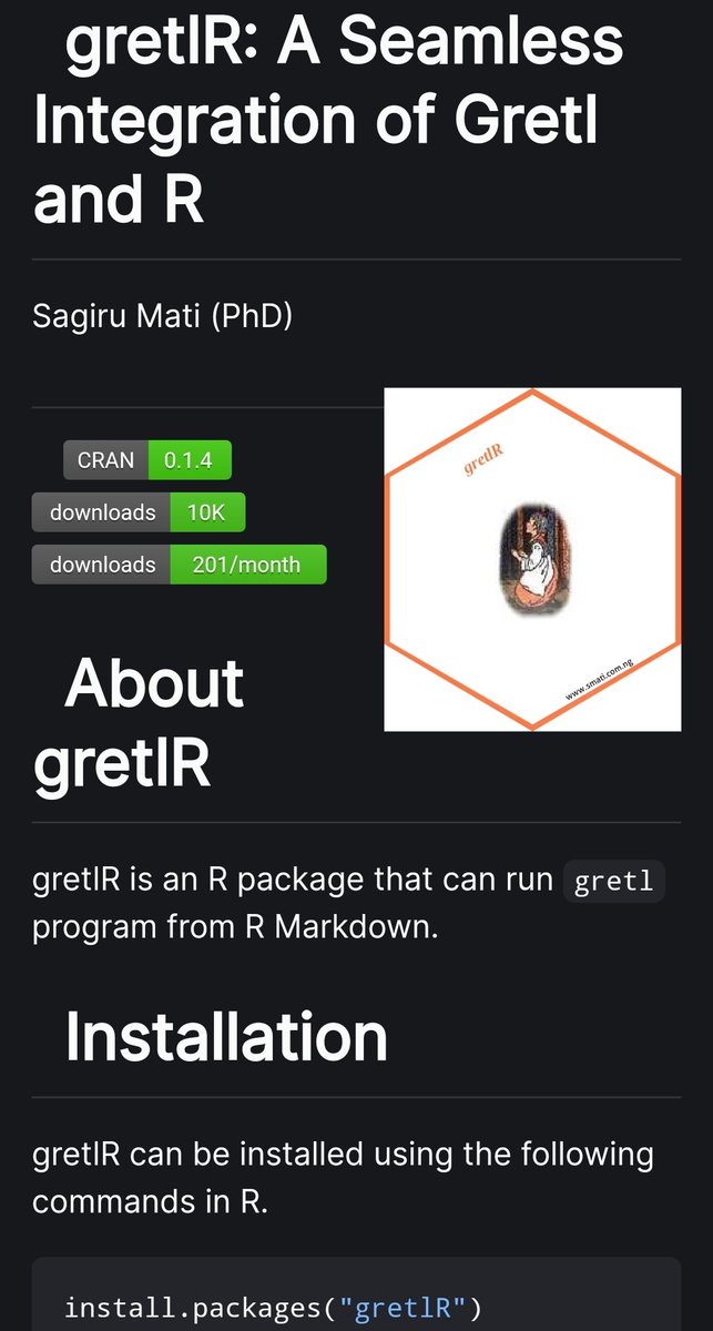 My #rstats package gretlR has reached 10k downloads. The package can be used along with gretl (@gretl_stats), Quarto
(@quarto_pub), R Markdown (@rmarkdown) and R (@rstatstweet) to produce a dynamic document. 

#quartopub, #Rmarkdown #EconTwitter