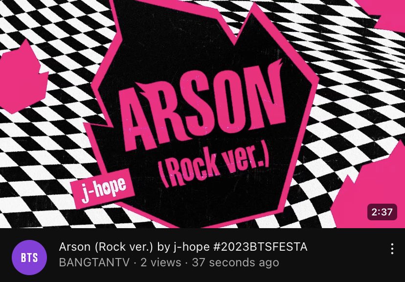 #JHOPE “Arson (Rock ver.)” is now available on YouTube!

youtu.be/9CqMjpB-tAY