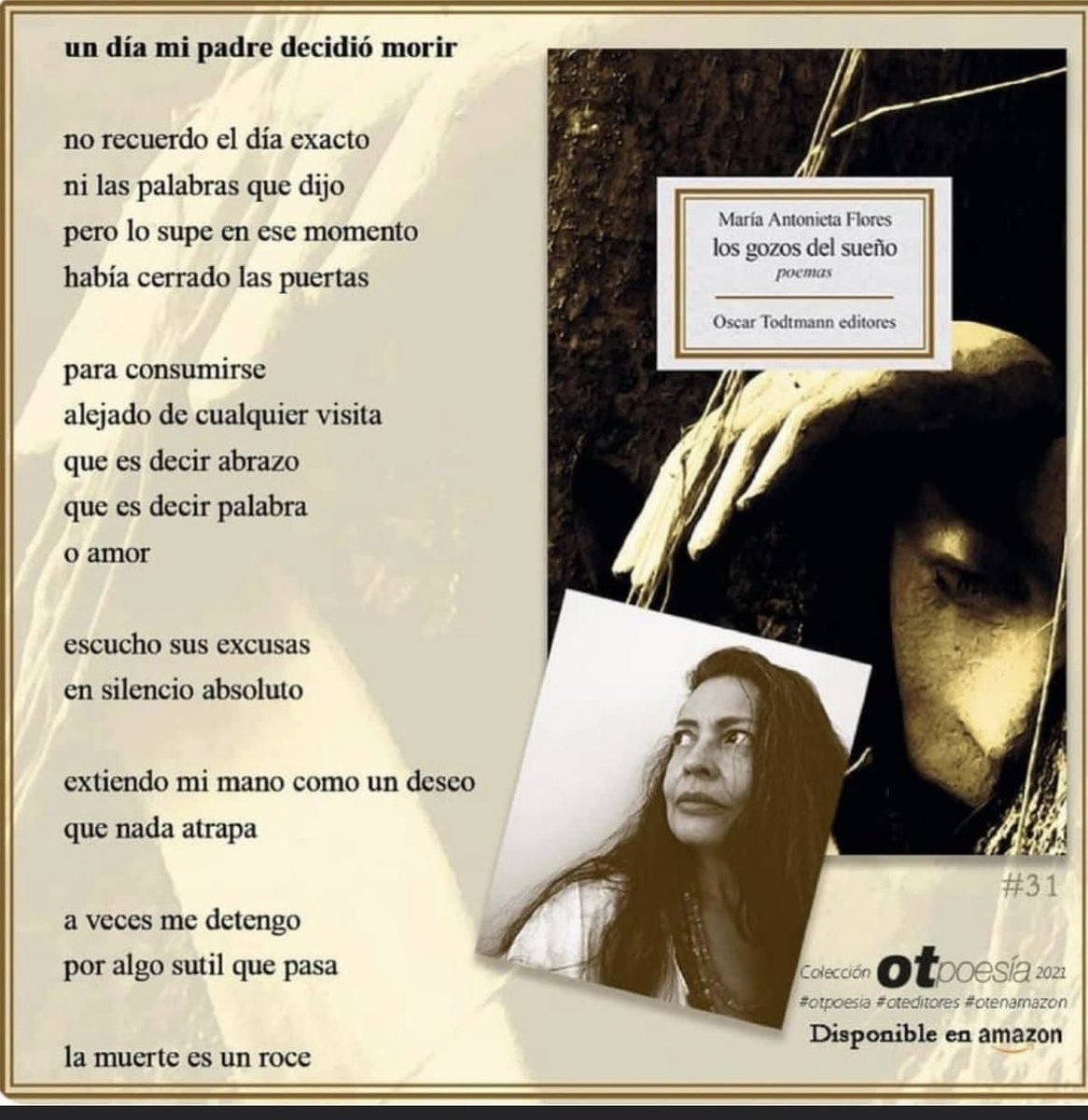 'I extend my hand like a wish
that nothing catches

sometimes I stop
for something subtle that happens

death is a touch '

'The joys of sleep'

@oteditores 2021

#mariaantonietaflores