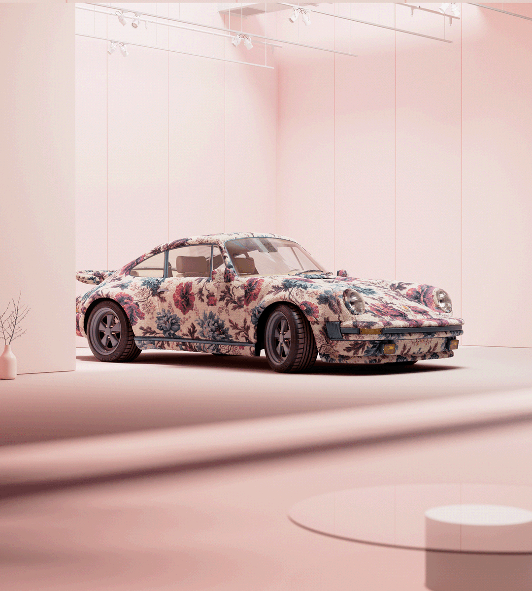 The 911 Porsche covered with tapestry by Thiago Tallmann (2022)