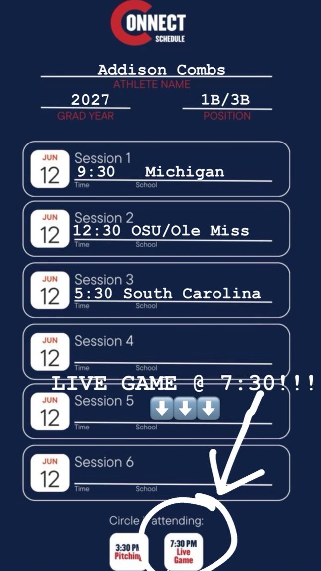 combs_addi's tweet photo. I’m excited to head to South Carolina with @KY_Pitcher_2027  for @DDSBandEvents Camp tomorrow!🕴🏿I have sessions with @GamecockSoftbll @umichsoftball @cowgirlsb and @OleMissSoftball! Who else is going💃🕺? https://t.co/Loi8YPVwsU