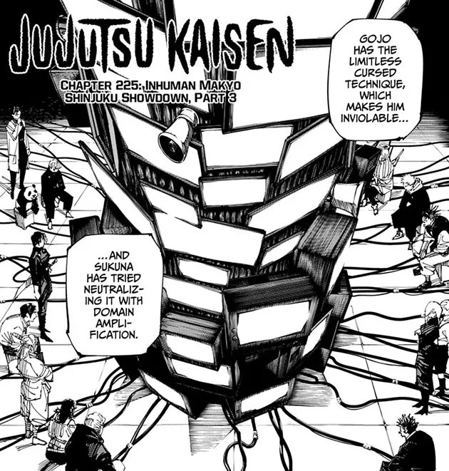 Jujutsu Kaisen, Ch. 225: As powerful domains clash, jujutsu sorcerers try to comprehend the complexities of the battle! Read it FREE from the official source! bit.ly/3MPN5hC