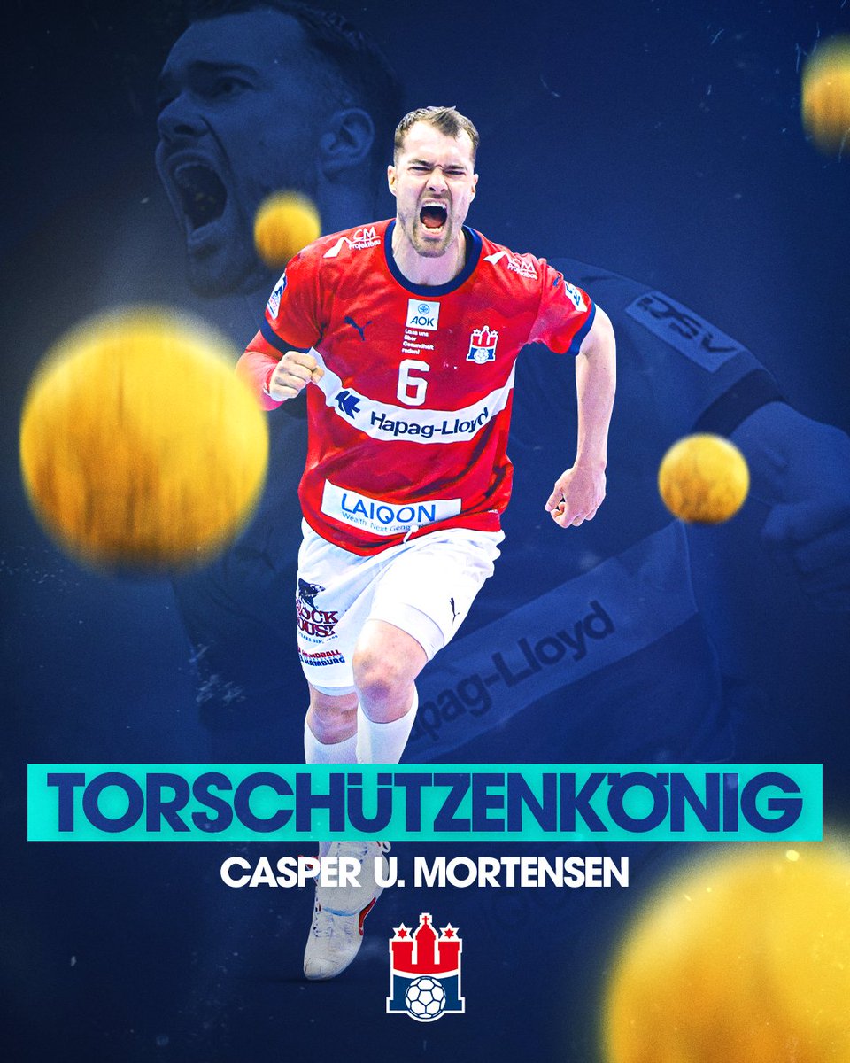 Casper U. Mortensen ist Torschützenkönig der Saison 22/23 ❗👑  2⃣3⃣4⃣ Tore hat der Linksaußen für den HSVH erzielen können 👏🔥
___
#LIQUIMOLYHBL #Handball