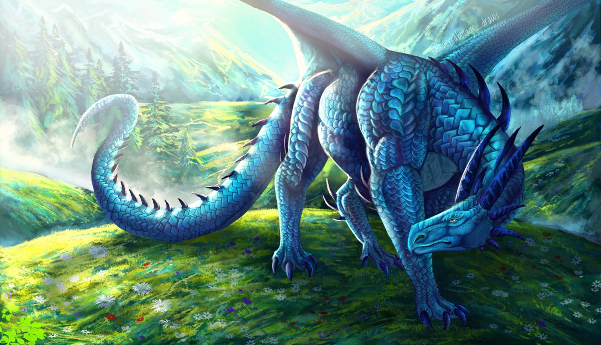 I don't the lighting that much anymore, but i'm still proud of the background! And i just realized i haven't done a fullbody illustration since then XD #dragon #dragonart #fantasycreature