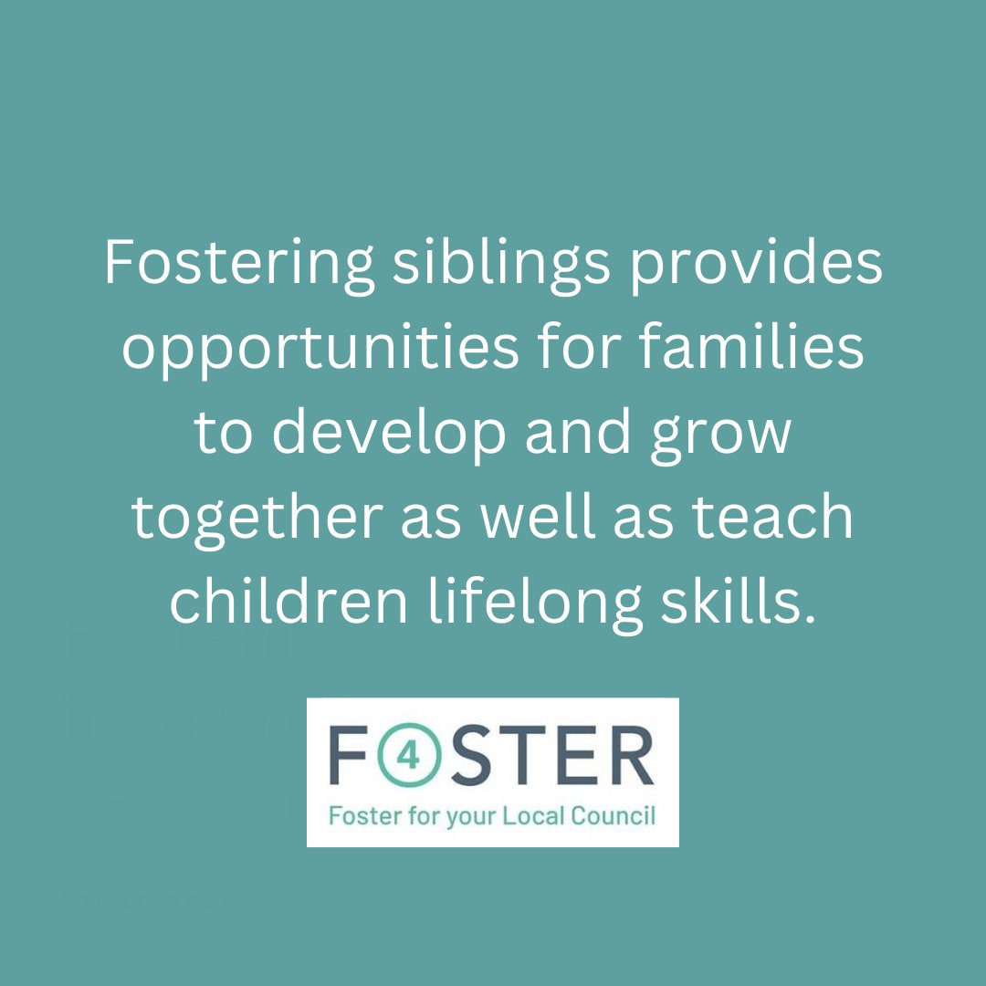 👩‍👩‍👧‍👦Fostering siblings can be a unique challenge, but it's also an opportunity to make a huge difference in a child's life. Our latest blog post explores the things you need to consider.

Read more: foster4.co.uk/fostering-sibl…

#foster4