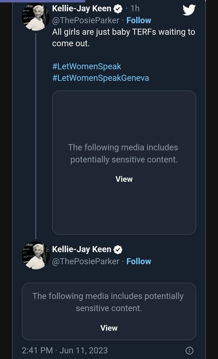 StandingforXX's tweet photo. This is censorship by twitter @elonmusk. @ThePosieParker content that isn't sensitive at all, is being marked as "potentially sensitive" 
I believe it is targeted bybsomeone at @Twitter HQ. 
Prove me wrong. https://t.co/1gscaHbE3R
