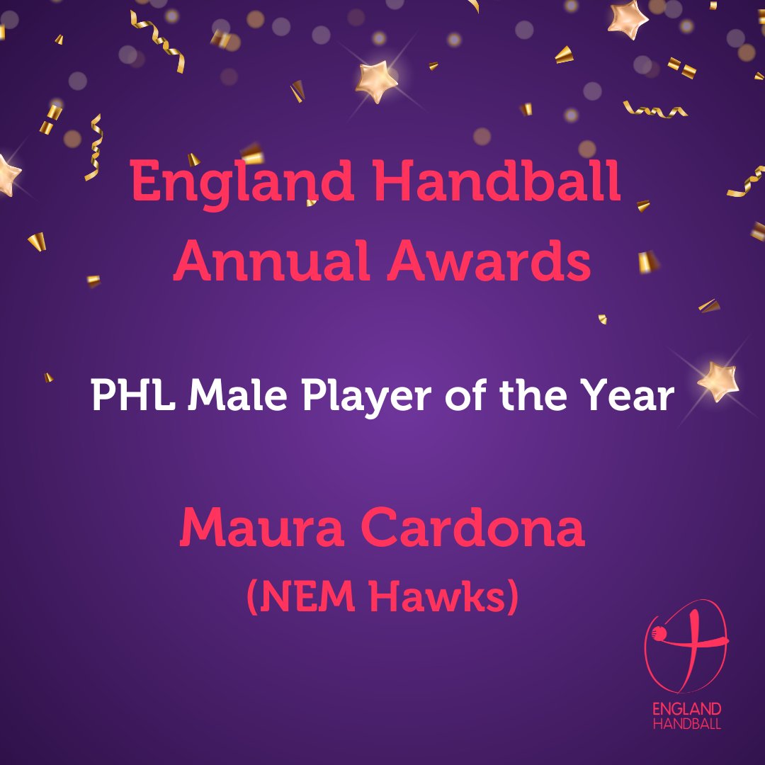 Congratulations Maura Cardona, just crowned PHL Male Player of the Year! 🥳👏

#EnglandHandball #ehafinals

<a href="/NEMHAWKSHC/">NEMHawksHandball</a>