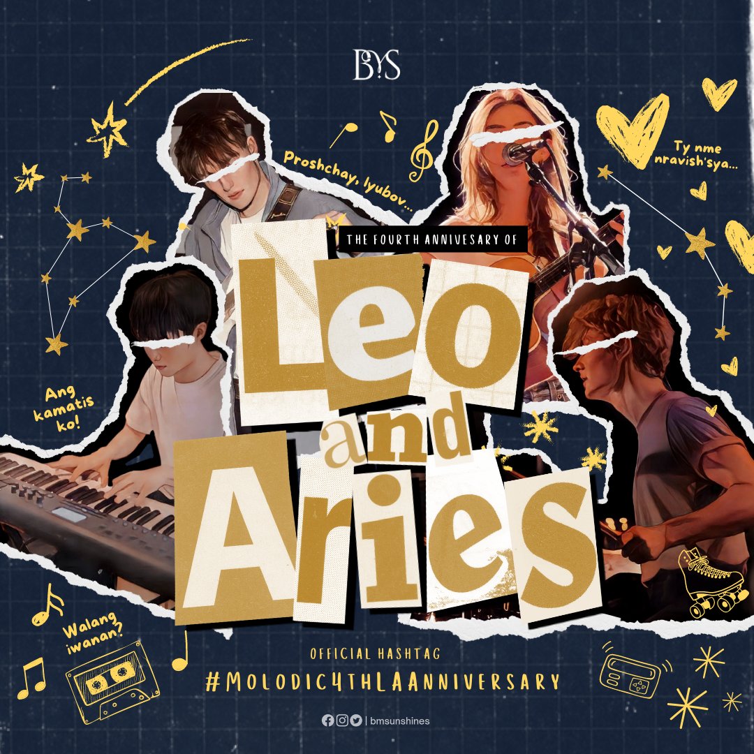 bmsunshines's tweet photo. Maligayang ika-apat na anibersaryo, Leo and Aries! 🎧✨ 

Kasabay ng bawat tugtog ng mga instrumento, ang paghimig ng mga tono, at ang kay lamig na boses ni Aries at Leo ay ang paggunita ng kanilang ika-apat na anibersaryo!💽🎶 

@BinibiningMia_ 
#Melodic4thLAAnniversary https://t.co/bVMdfYqJC7