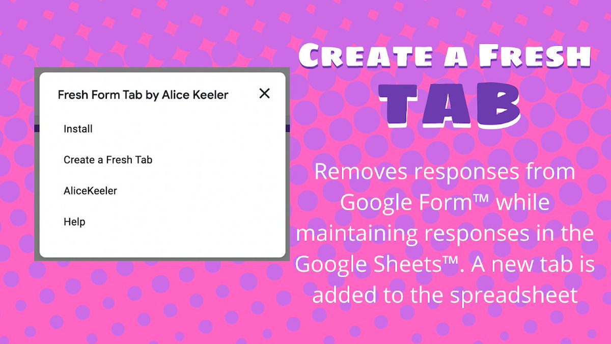 Do not copy your Google Forms! 

INSTEAD.. refresh them! 

🧩Install Fresh Form Tab by Alice Keeler

workspace.google.com/marketplace/ap…

#ISTElive #googleEDU