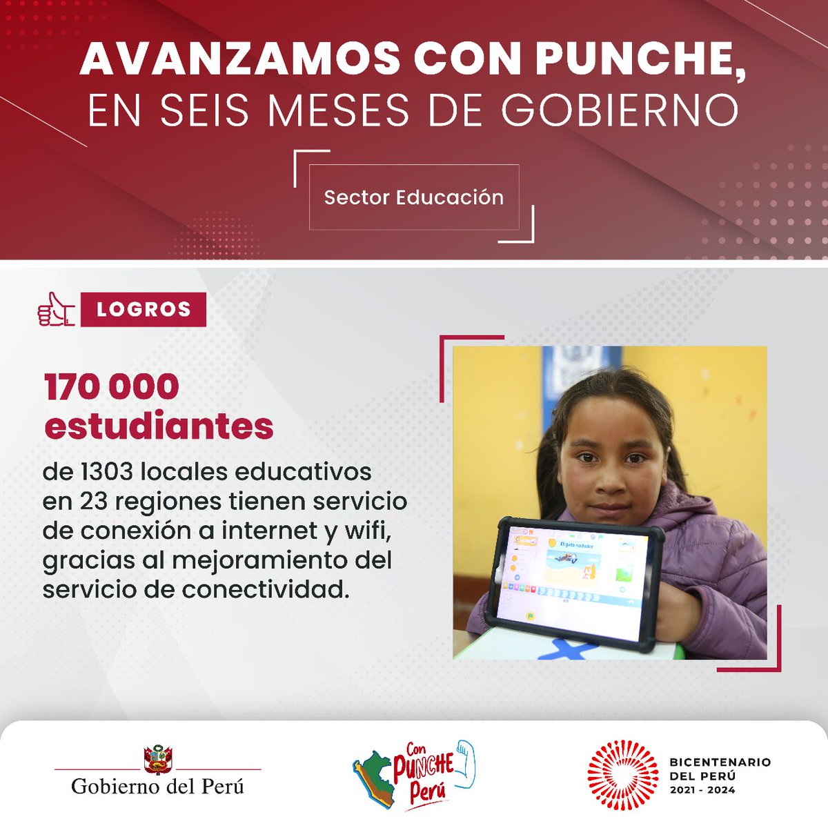 MineduPeru's tweet image. Conectividad para el aprendizaje: 170 000 estudiantes de 23 regiones ahora cuentan con internet y wifi.👨🎓👩🏫
#EducaciónConectada #6MesesConPunchePerú.