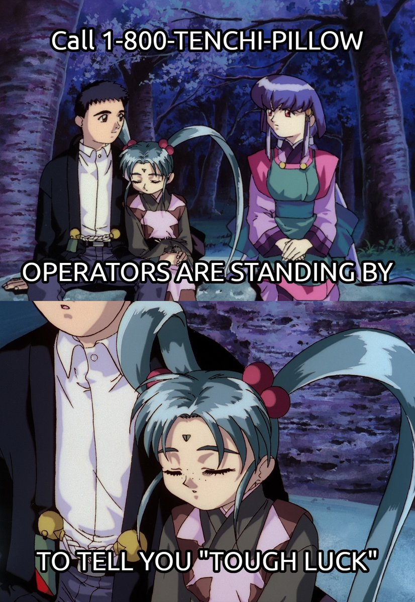 TenchisGirls's tweet photo. Many who saw the two together fully expected Sasami to win his heart at the end. But no one quite expected her to run years of late night advertising on GalaxyTV about it.
#tenchi #tenchimuyo #sasamijurai #ayekajurai #operatorsarestandingby #outofstock https://t.co/DzYXxB4m3Q