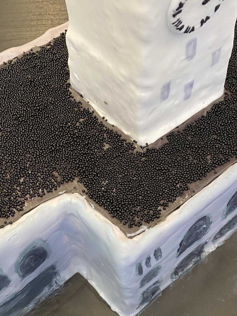 ‘The Clocktower’ solidly built by Dan McCann Construction, the pasta flag pole made it, even on the pickup truck. #ediblearchitecture #edibleconstruction #ediblebuilding