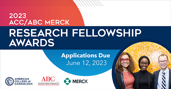 📢 Due Tomorrow: Applications for the ACC/ABC Merck Research Fellowship Award! These awards provide 3 one-year fellowships in the amount of $100K each to be awarded as salary support for 1 year of research in adult cardiology. Apply today: bit.ly/3KEk08W