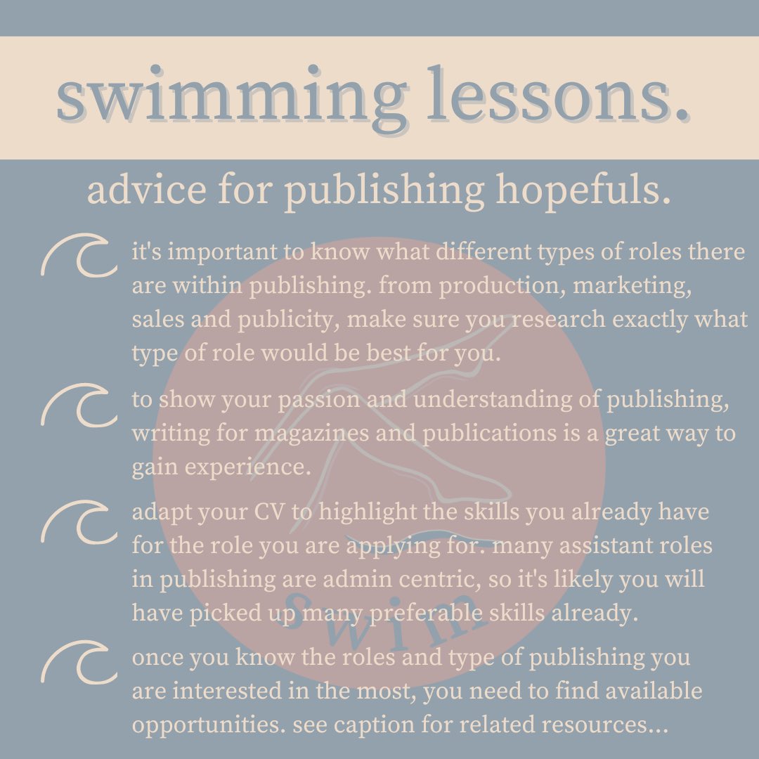 we’re back with a new swimming lesson & this time we have some advice for #publishinghopefuls 🏊‍♀️

read the full swimming lesson in our june newsletter, subscribe via our website swim-press.co.uk